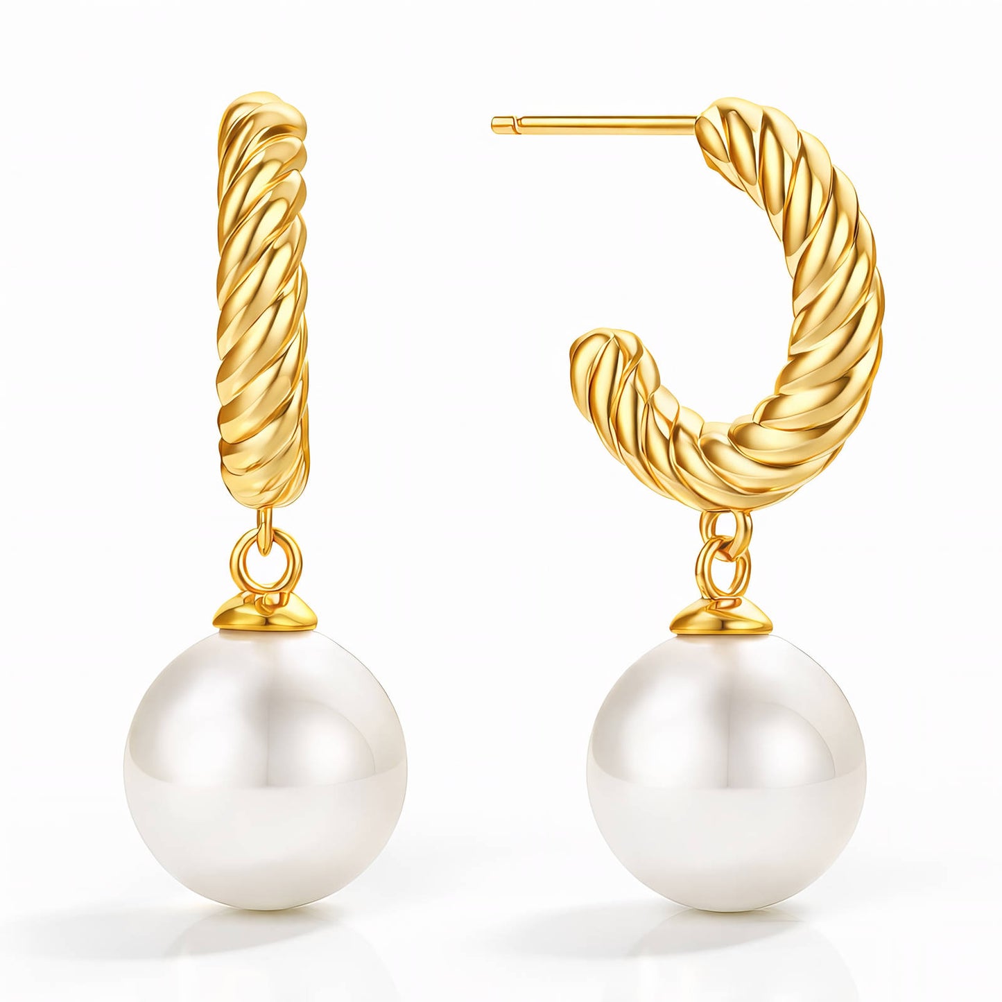 Torsade Pearl Drop Hoop