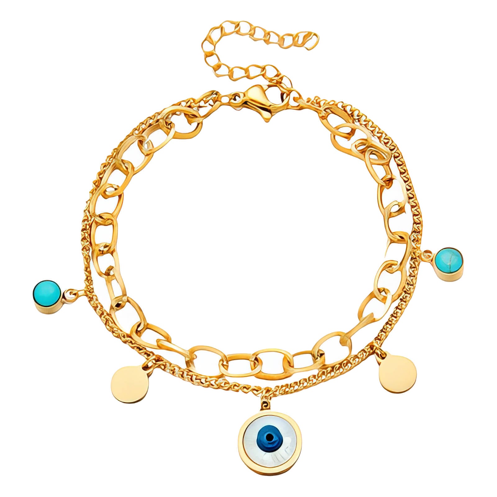 Evil Eye Layered Charm Bracelet