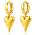 Waterproof Gold Plated Heart Drop Earrings with Huggie Hoops