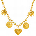 Waterproof Hypoallergenic Gold Plated Charm Necklace - Bow & Coin
