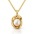Waterproof Gold Plated Sculptural Pearl Pendant Necklace