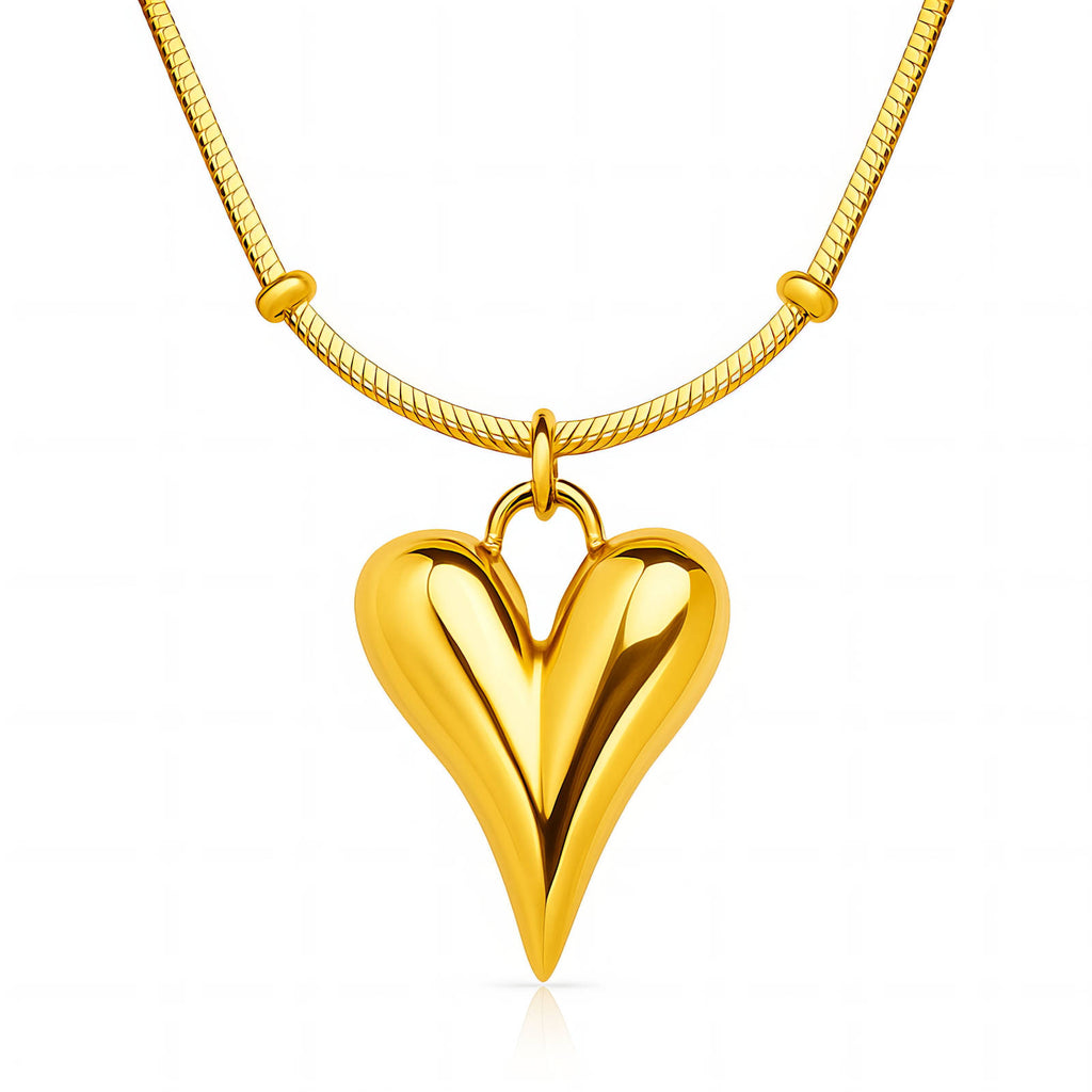 Waterproof Hypoallergenic Gold Plated Heart Pendant Necklace