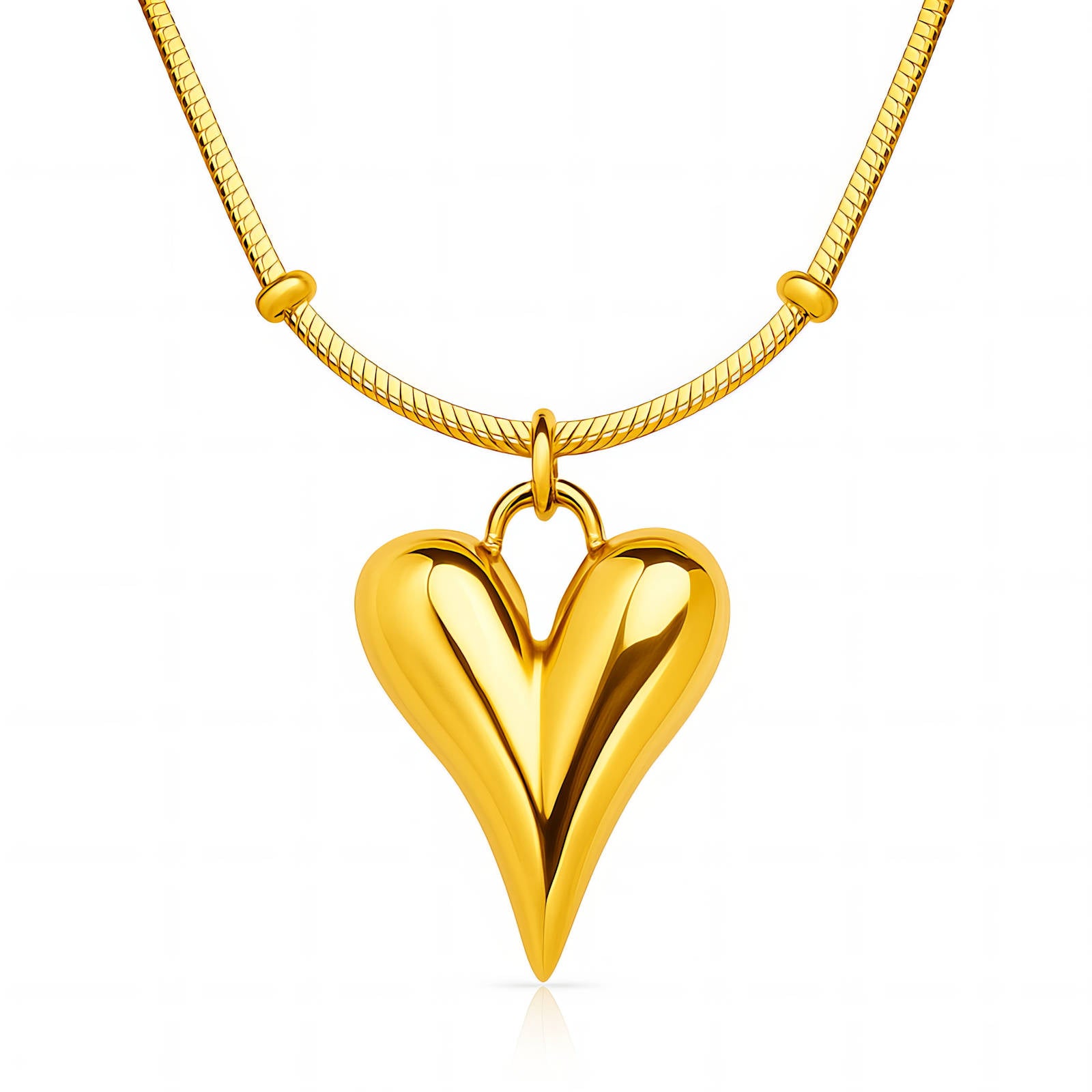 Waterproof Hypoallergenic Gold Plated Heart Pendant Necklace