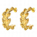 Waterproof Gold Plated Sculptural Ruffled Hoop Earrings