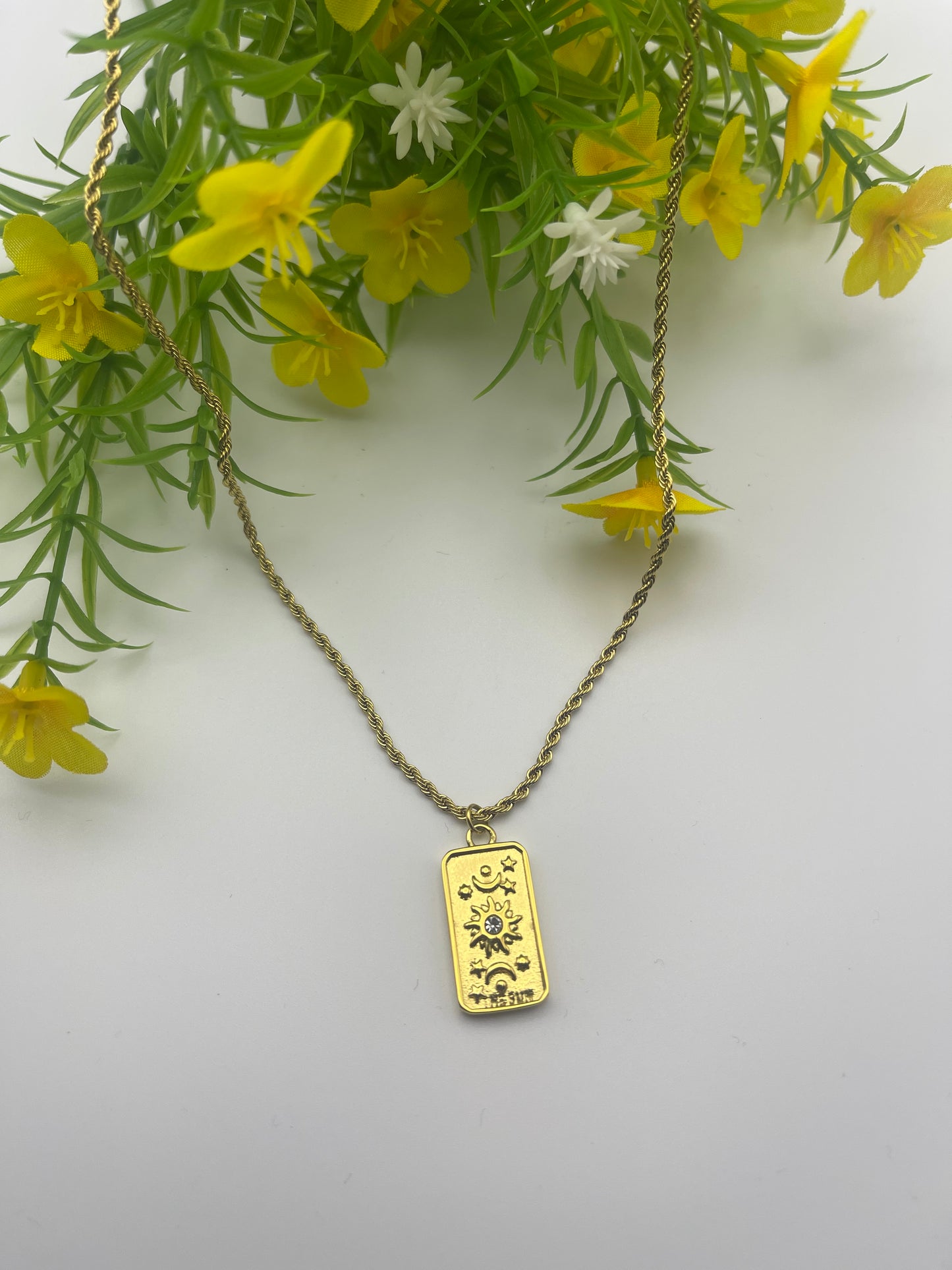 Celestial Sun Tag Necklace