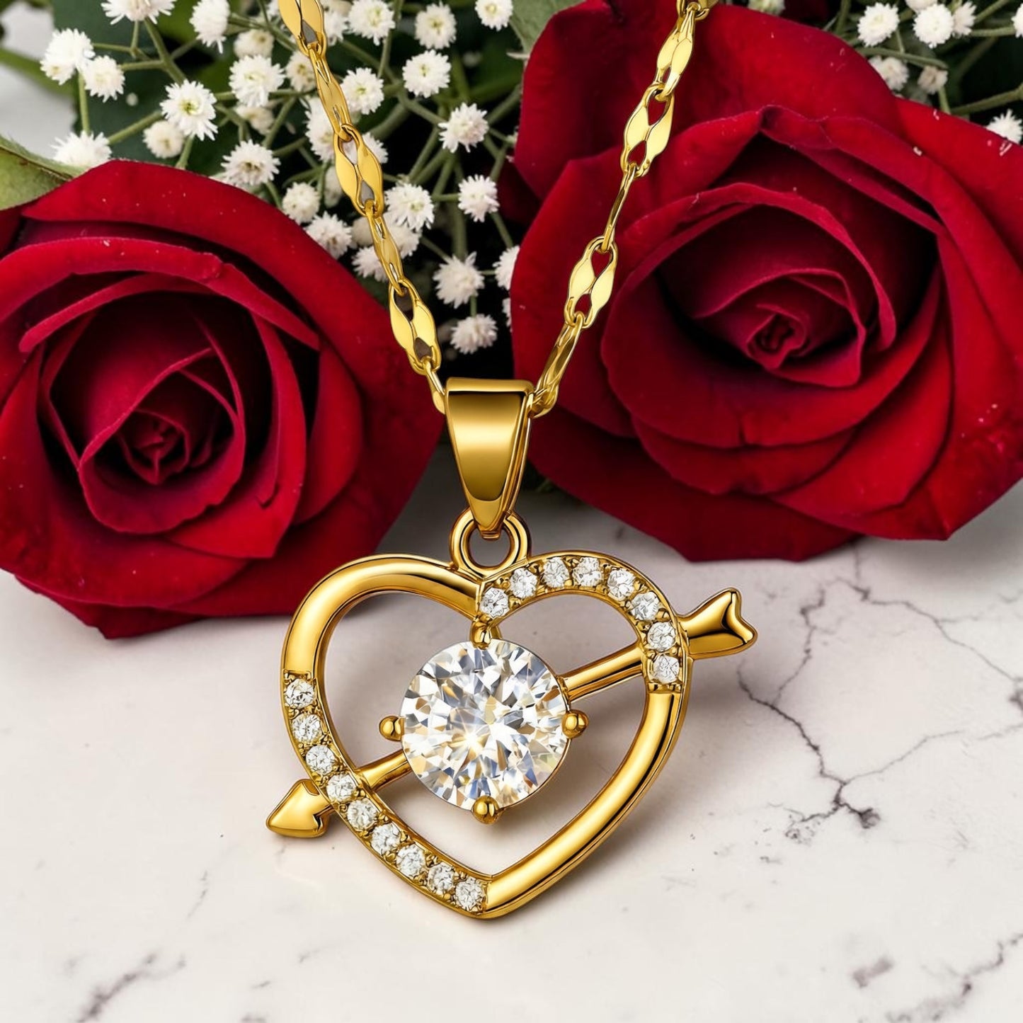 Cupid's Arrow Heart Necklace