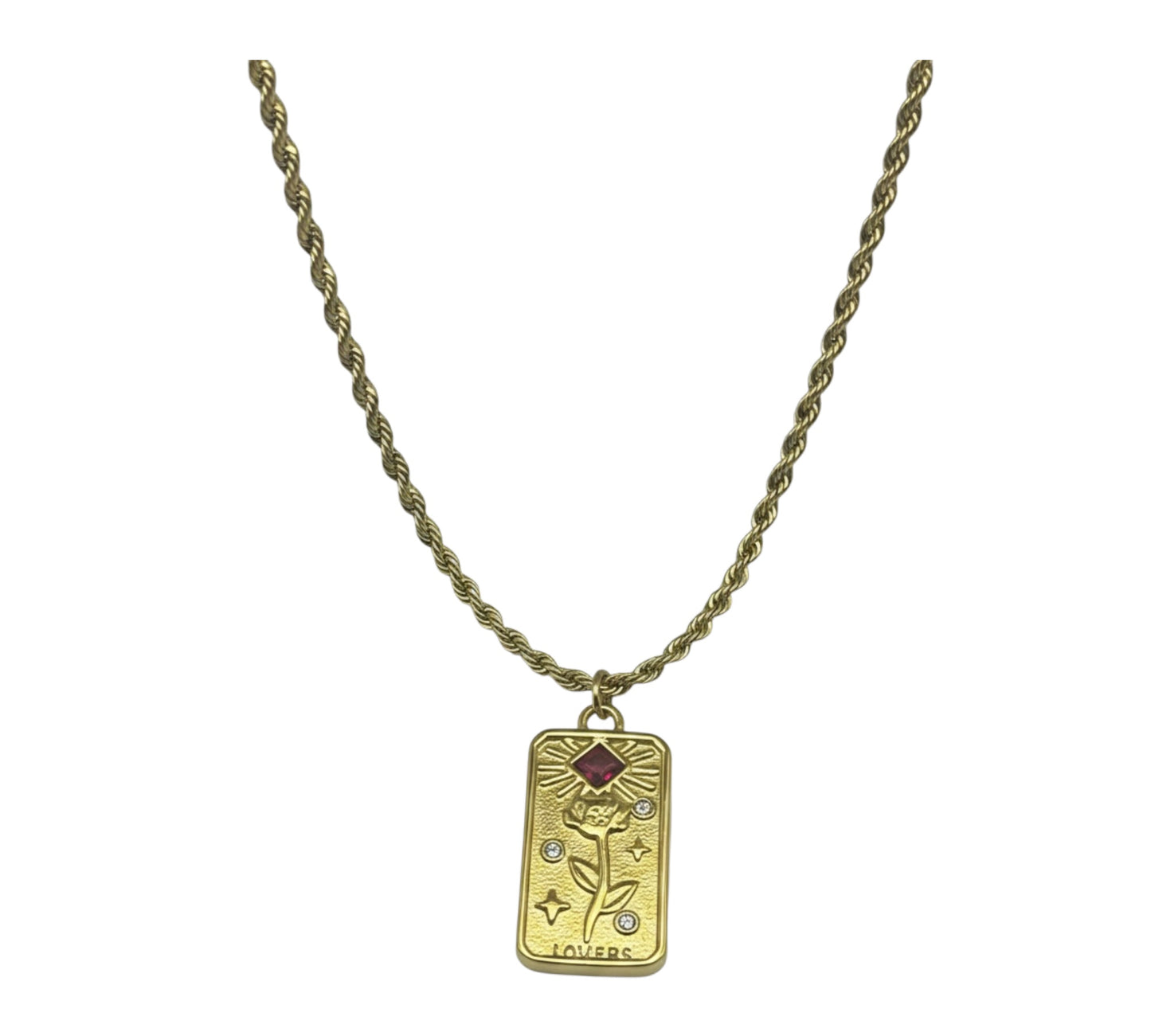 The Lovers  Rose Tag Necklace