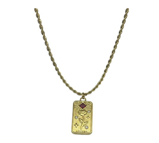 The Lovers  Rose Tag Necklace