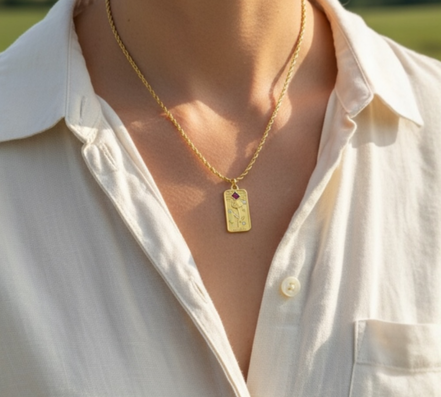 The Lovers  Rose Tag Necklace