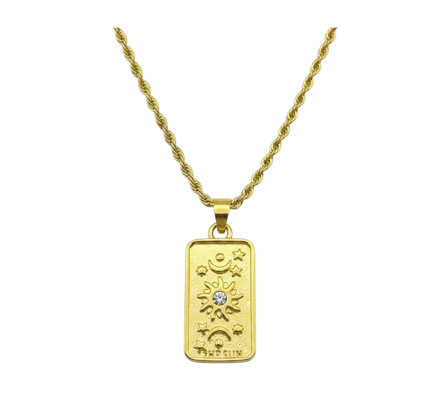 Celestial Sun Tag Necklace