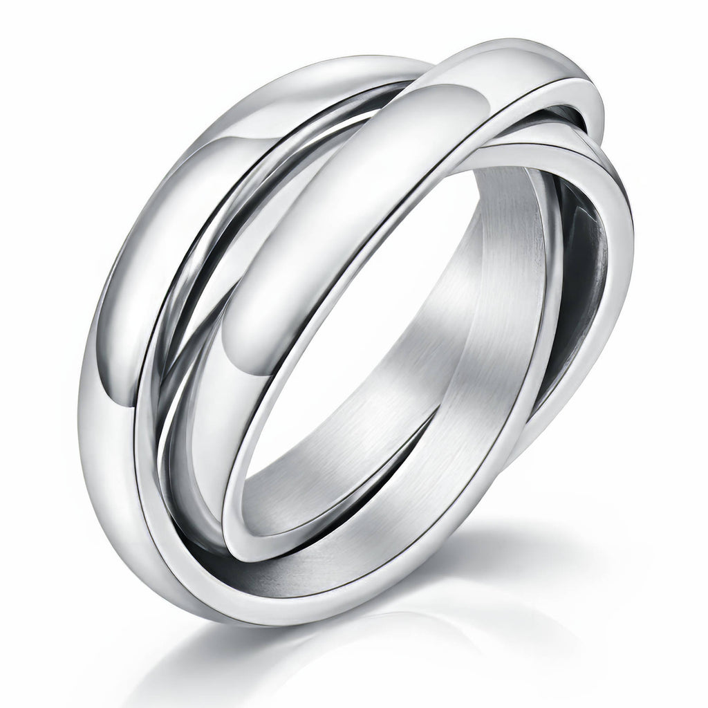 Waterproof Stainless Steel Triple Band Interlocking Ring