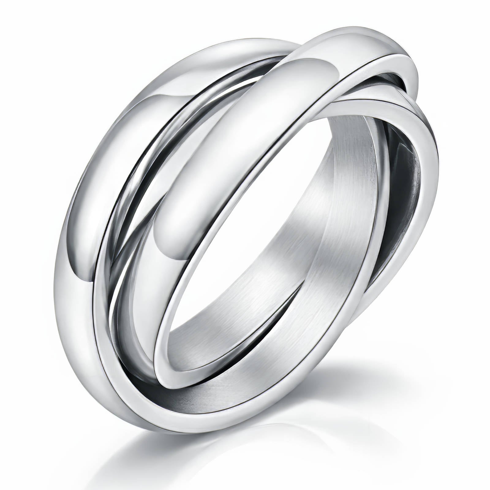 Waterproof Stainless Steel Triple Band Interlocking Ring