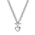 Waterproof Stainless Steel Heart Chain Necklace with Toggle Clasp