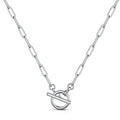 Waterproof Stainless Steel Paperclip Chain Necklace with Toggle Clasp