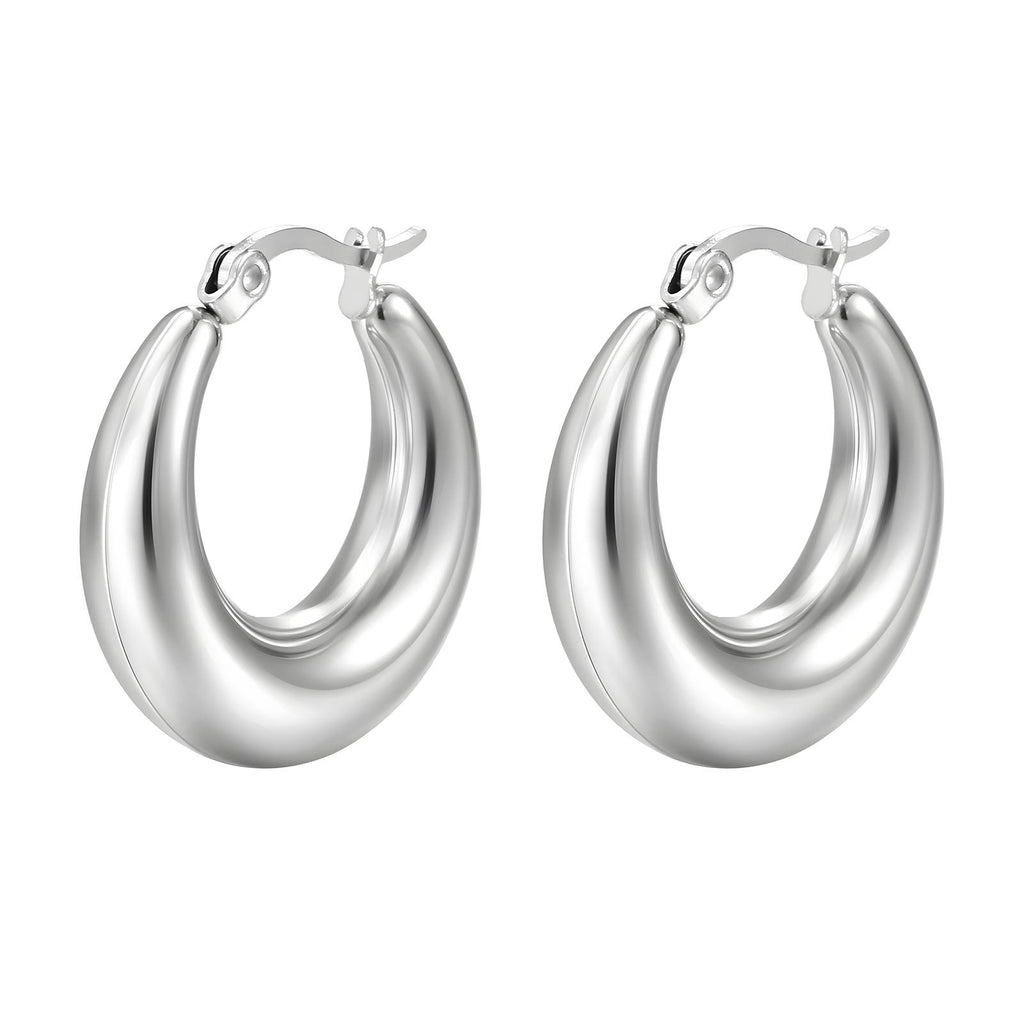 Waterproof Stainless Steel Chunky Hoop Earrings