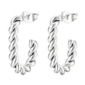 Silver Twisted Rope Hoop Earrings